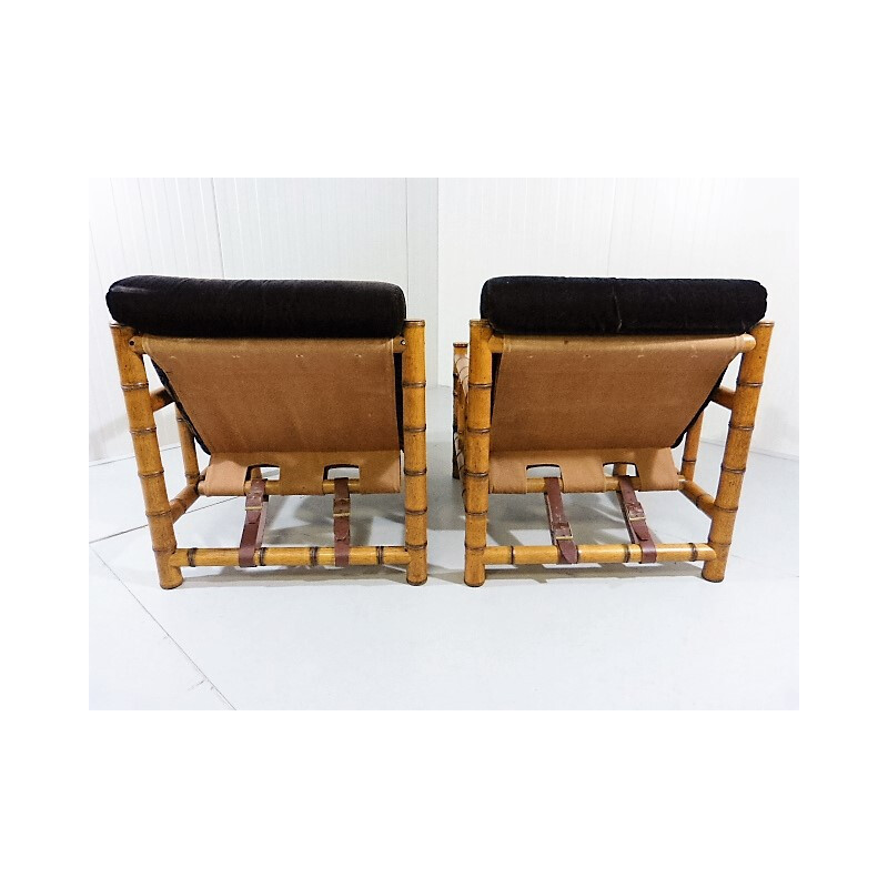 Set of 2 lounge chairs and a chess table - 1950s