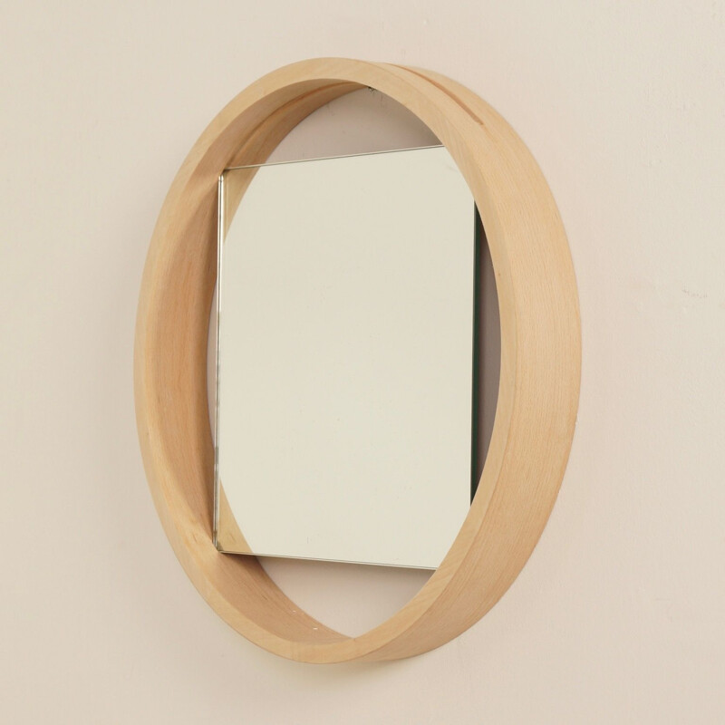 Vintage Birch Wall Mirror DZ84 by Benno Premsela for T Spectrum, 1950s