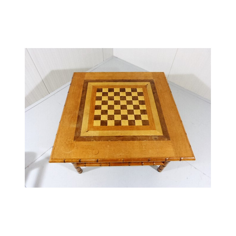 Ensemble de 2 fauteuils et table de jeu d'échec vintage - 1950