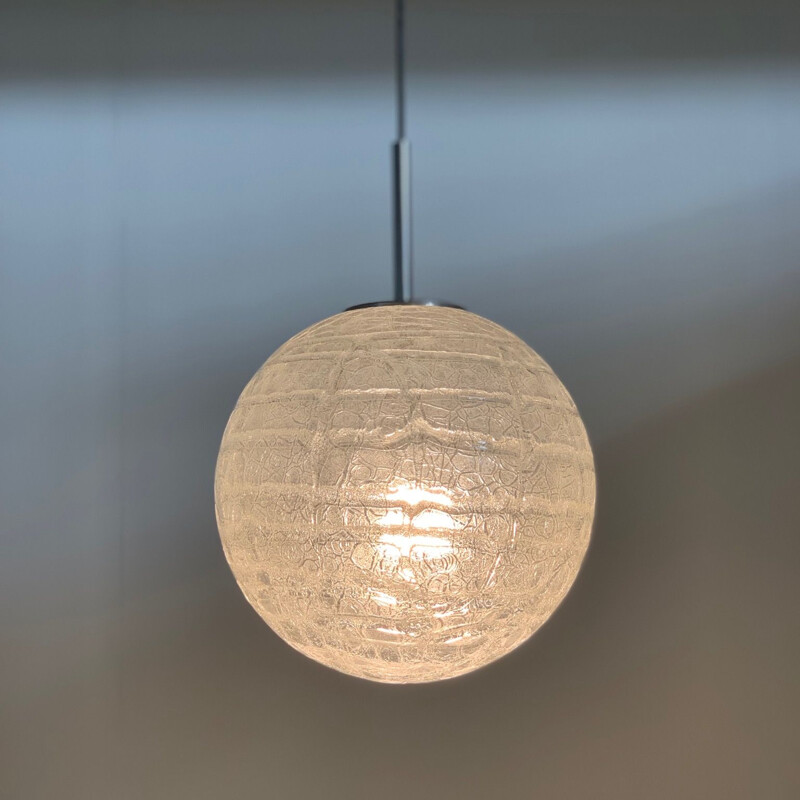 Vintage glass globe pendant lamp by Doria Leuchten, Germany 1970