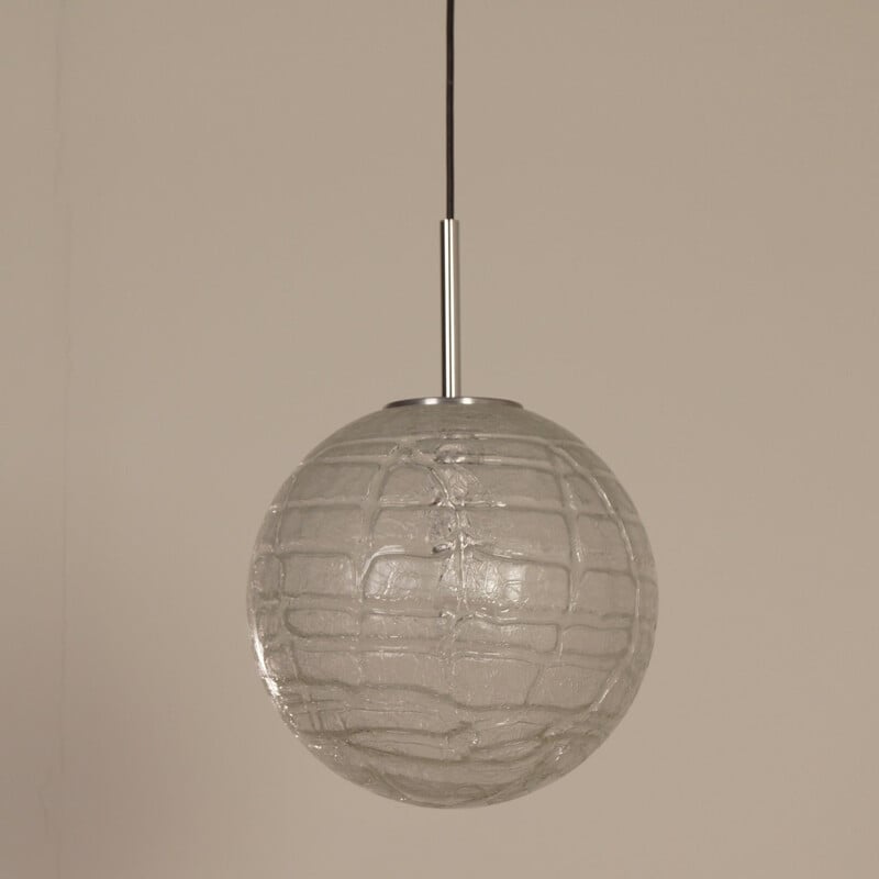 Vintage glass globe pendant lamp by Doria Leuchten, Germany 1970