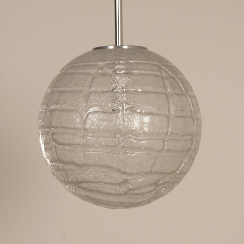 Vintage glass globe pendant lamp by Doria Leuchten, Germany 1970