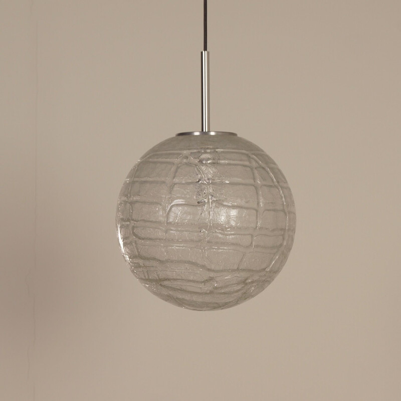 Vintage glass globe pendant lamp by Doria Leuchten, Germany 1970