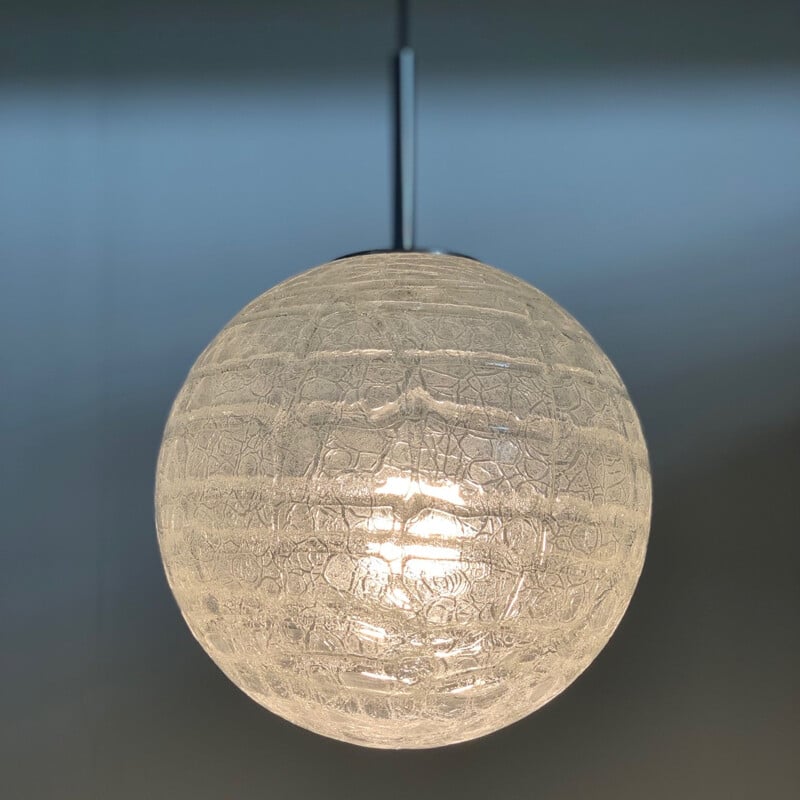 Vintage glass globe pendant lamp by Doria Leuchten, Germany 1970