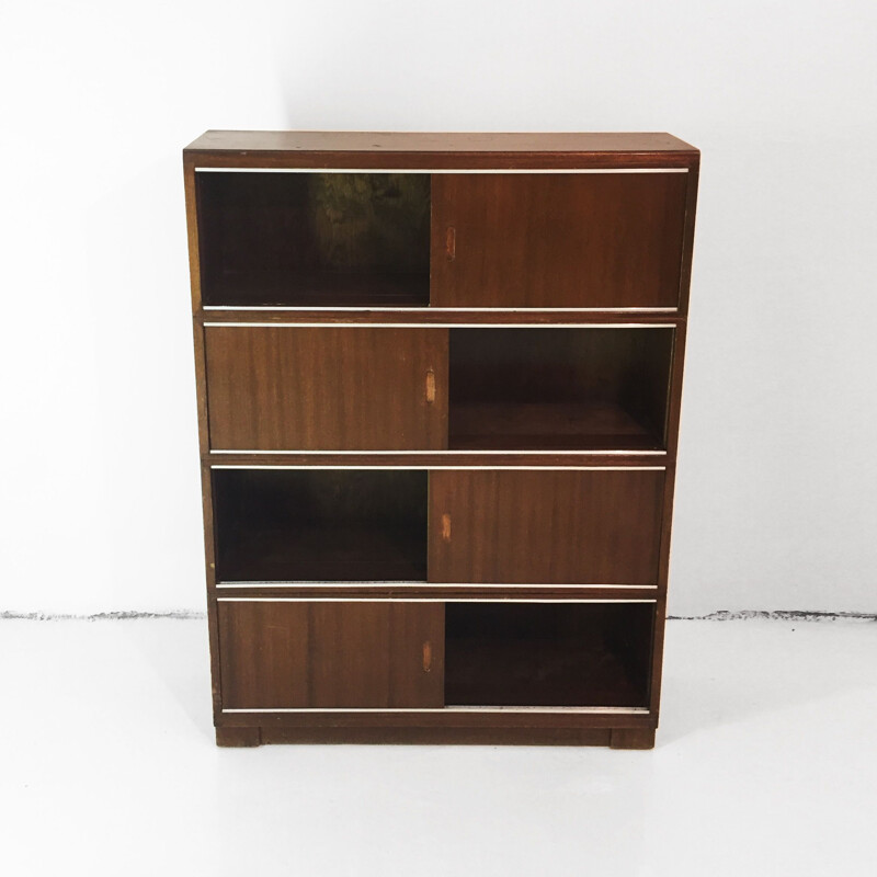 Armoire vintage avec panneaux de verre et de bois, 1950 