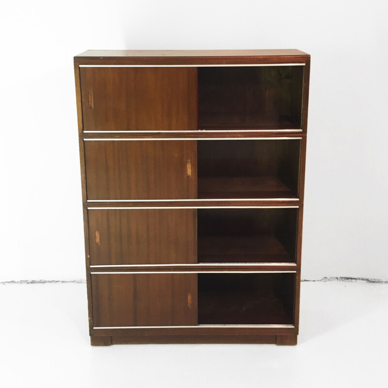 Armoire vintage avec panneaux de verre et de bois, 1950 