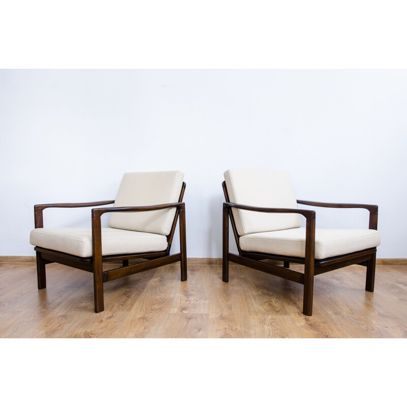 Vintage Pair of B-7752 armchairs by Zenon Bączyk, 1960s