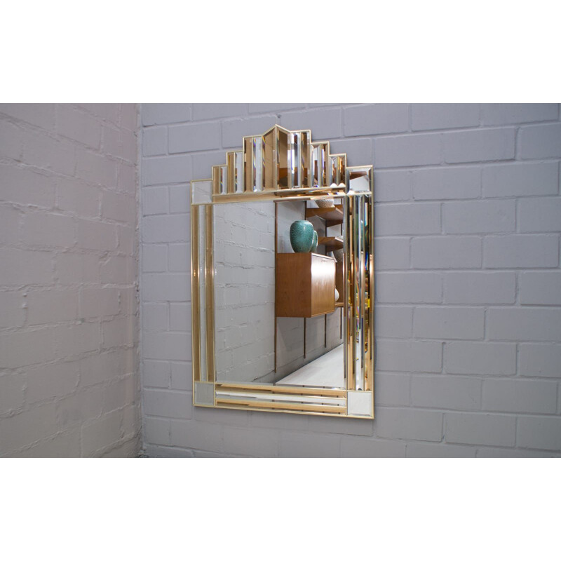 Vintage mirror with brass frame for Schoninger, Germany 1960
