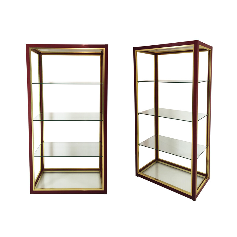 Vintage Pair Of Shelves by Burgundy Renato Zevi  1970s