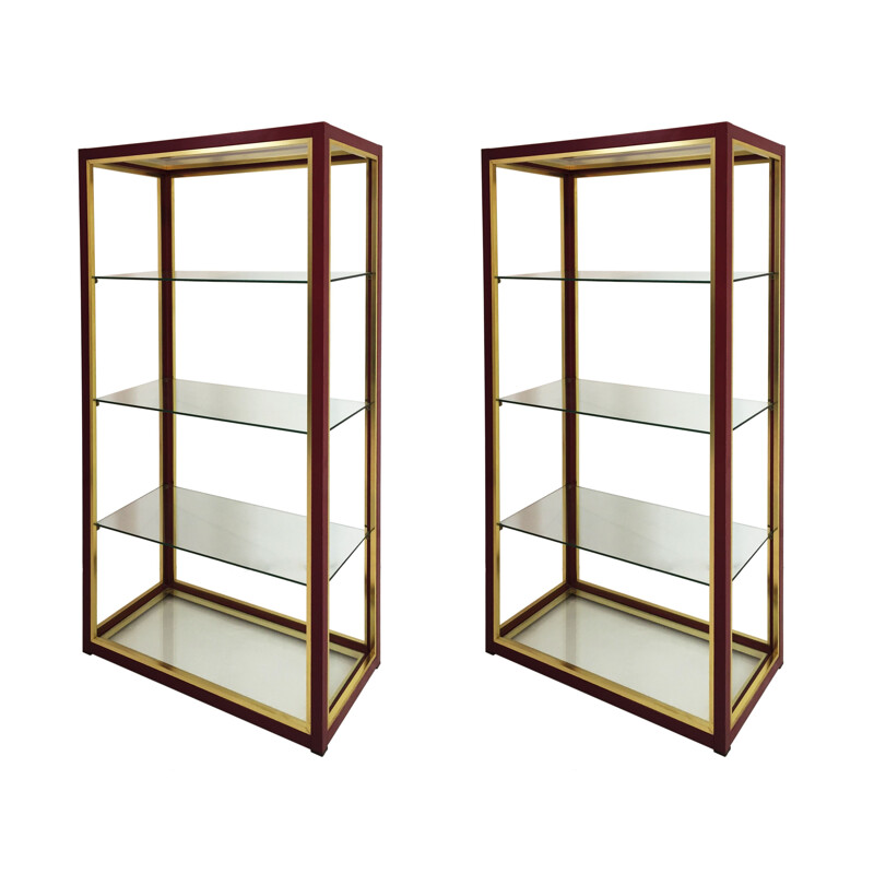 Vintage Pair Of Shelves by Burgundy Renato Zevi  1970s