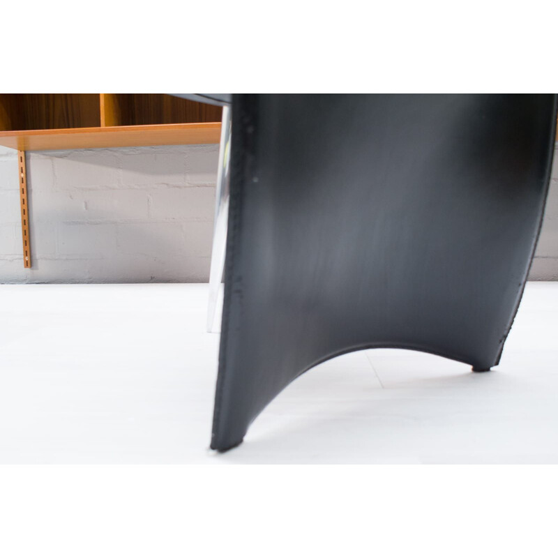 Vintage Dining Chair Ed Archer in Leather and Polished Aluminum by Philippe Starck for Driade, 1990s