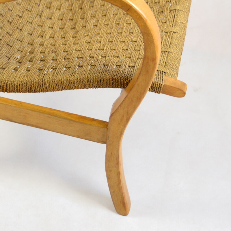 Vintage armchair with a string seat, Denmark 1960s