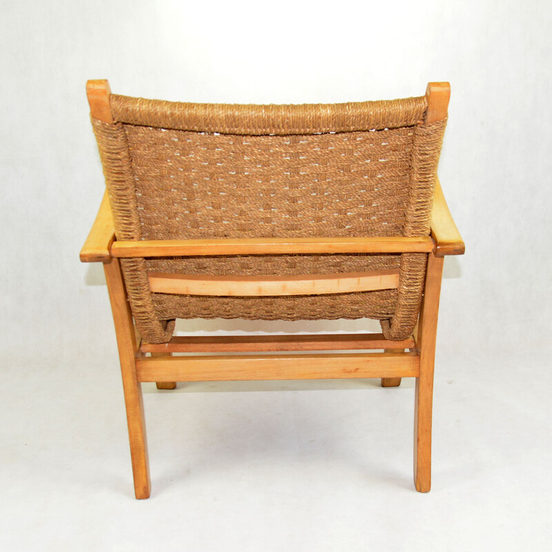 Vintage armchair with a string seat, Denmark 1960s