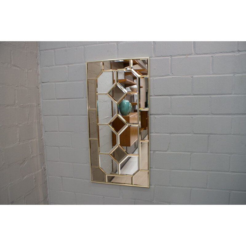 Vintage mirror with framed stained glass, 1970