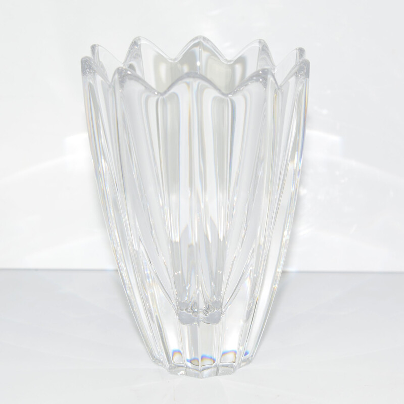 Vintage crystal glass vase by Davide Bruno for Salviati Murano, Italy 1980s