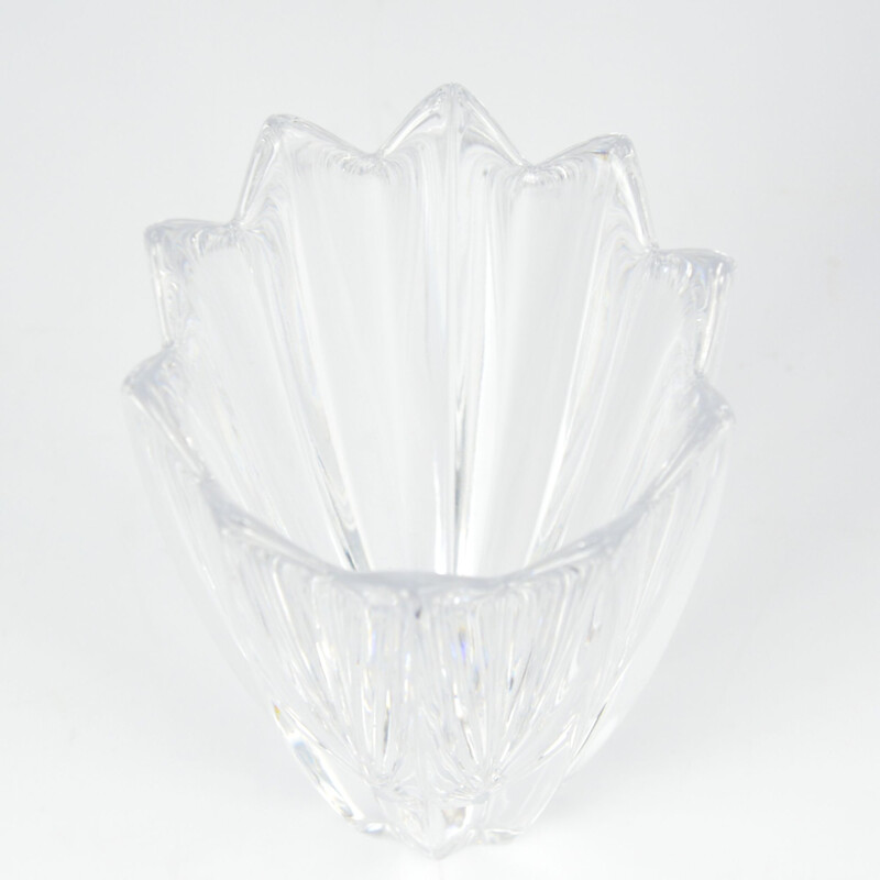 Vintage crystal glass vase by Davide Bruno for Salviati Murano, Italy 1980s