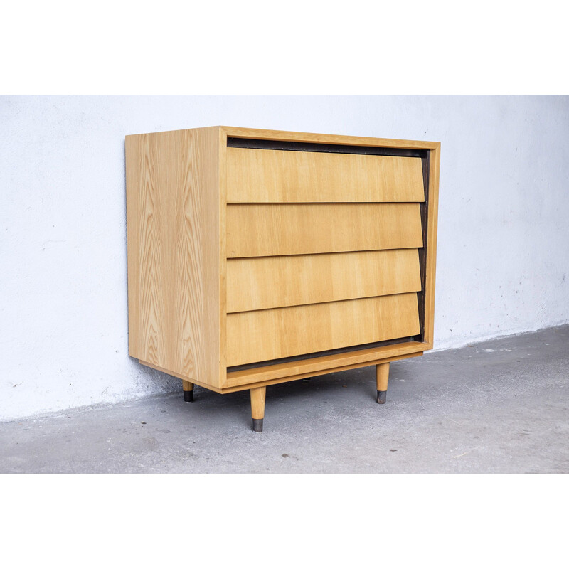 Vintage Elm wood chest of drawers by Erich Stratmann for Möbel, 1950s