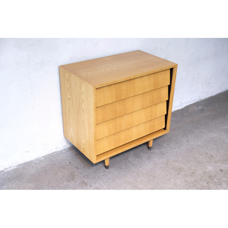 Vintage Elm wood chest of drawers by Erich Stratmann for Möbel, 1950s