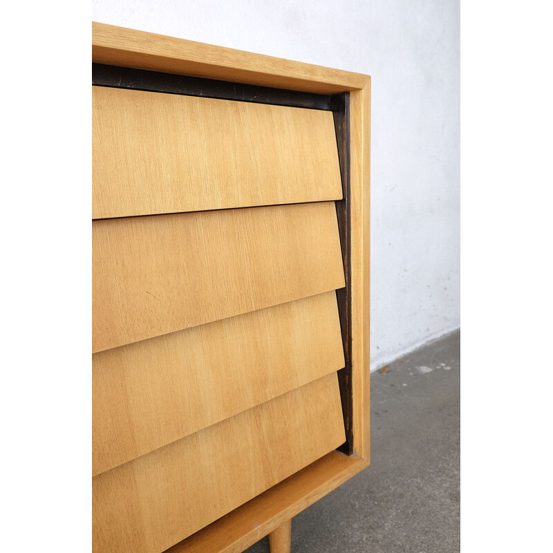 Vintage Elm wood chest of drawers by Erich Stratmann for Möbel, 1950s