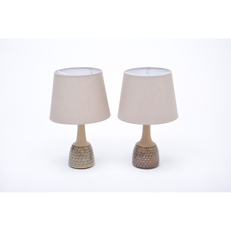 Vintage pair of stoneware lamps model 3014 by Einar Johansen for Soholm