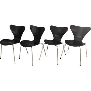 Set of 4 Arne Jacobsen vintage chairs for Fritz Hanse, serie 7, 1950s