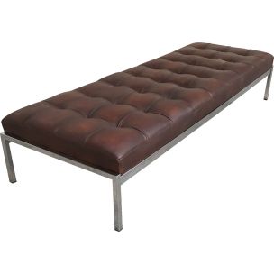 Vintage samurai leather daybed by Joseph-André Motte 