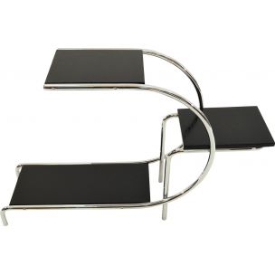 Vintage black side table in chrome by E.Guyot 