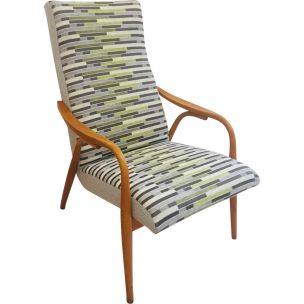 Cadeira de braços cinzenta vintage de Antonin Suman para Ton, 1960