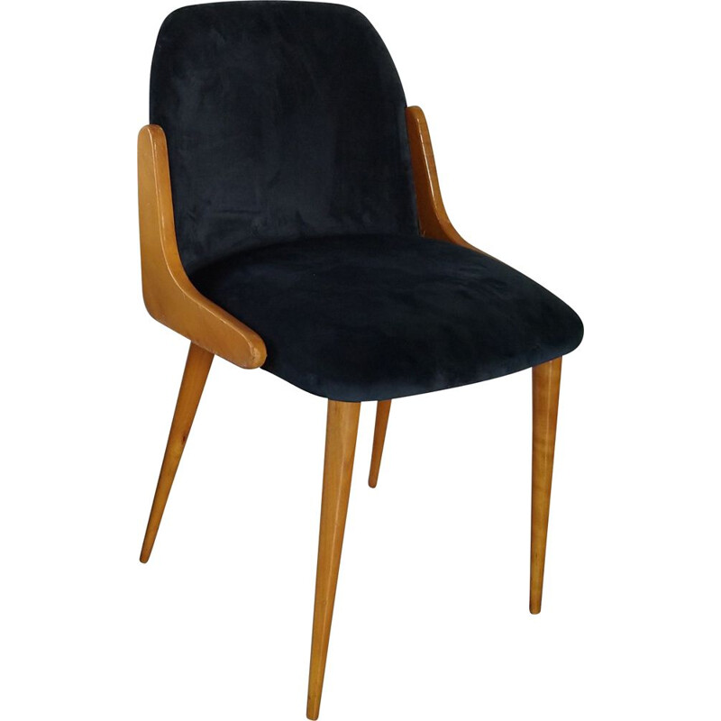 Chaise vintage scandinave en velours, 1960