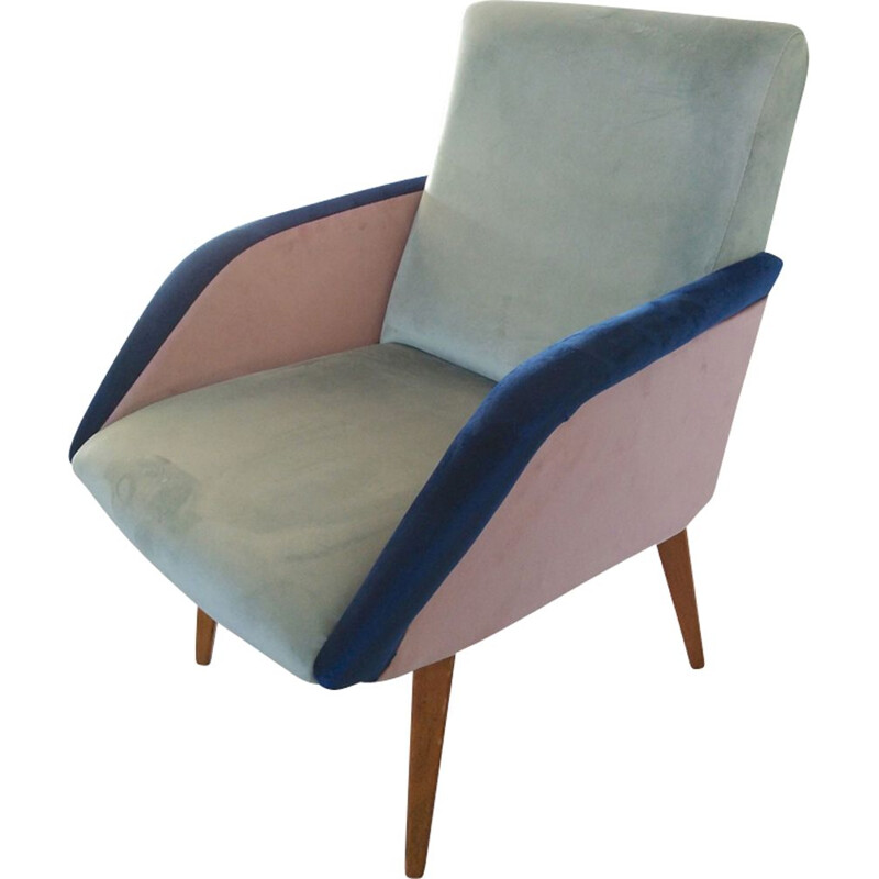 Vintage driekleurige fauteuil, Frankrijk 1950