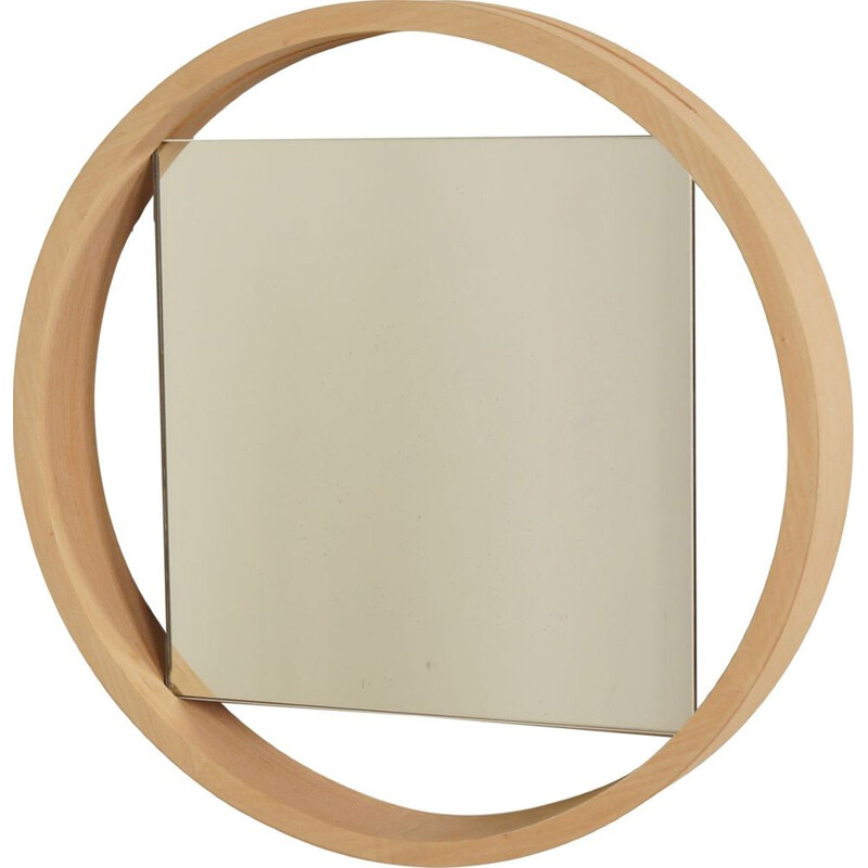 Vintage Birch Wall Mirror DZ84 by Benno Premsela for T Spectrum, 1950s