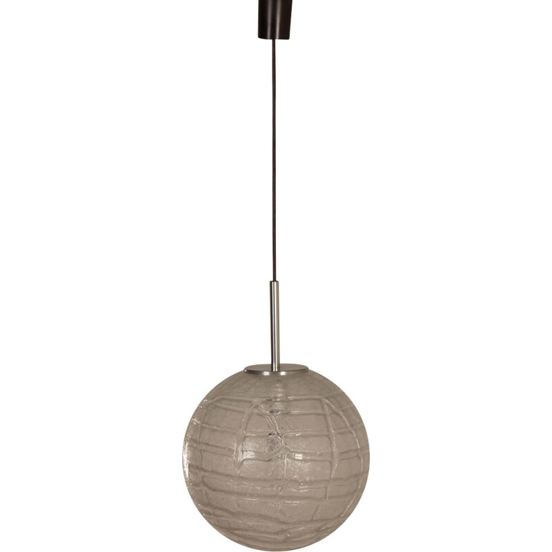 Vintage glass globe pendant lamp by Doria Leuchten, Germany 1970