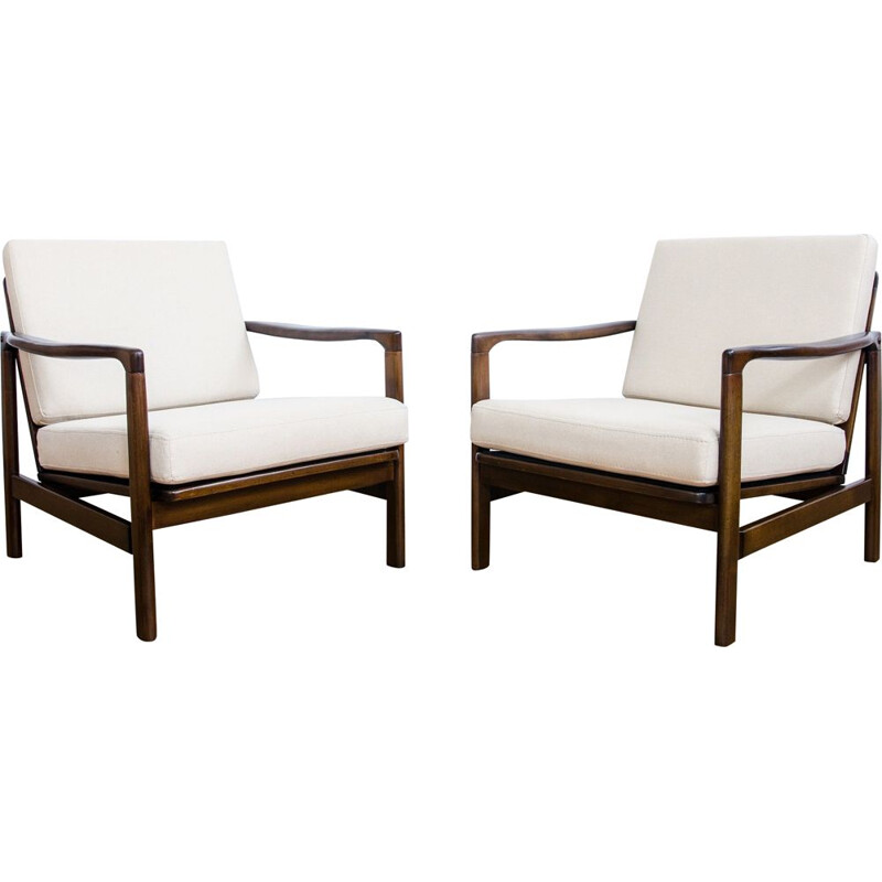 Vintage Pair of B-7752 armchairs by Zenon Bączyk, 1960s