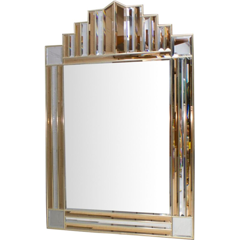 Vintage mirror with brass frame for Schoninger, Germany 1960