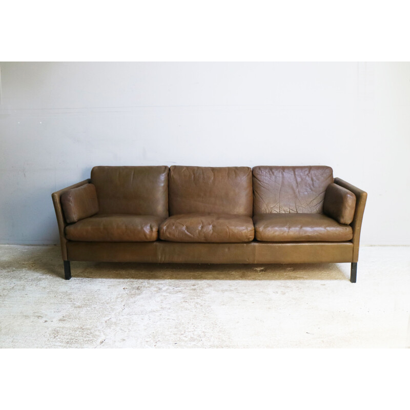 Vintage danish sofa in brown leather by Georg Thams 1970's