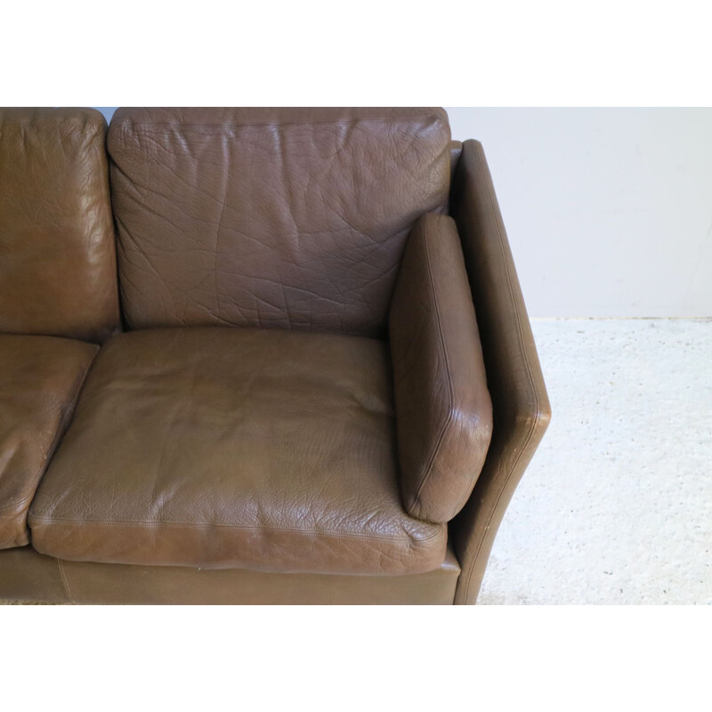 Vintage danish sofa in brown leather by Georg Thams 1970's