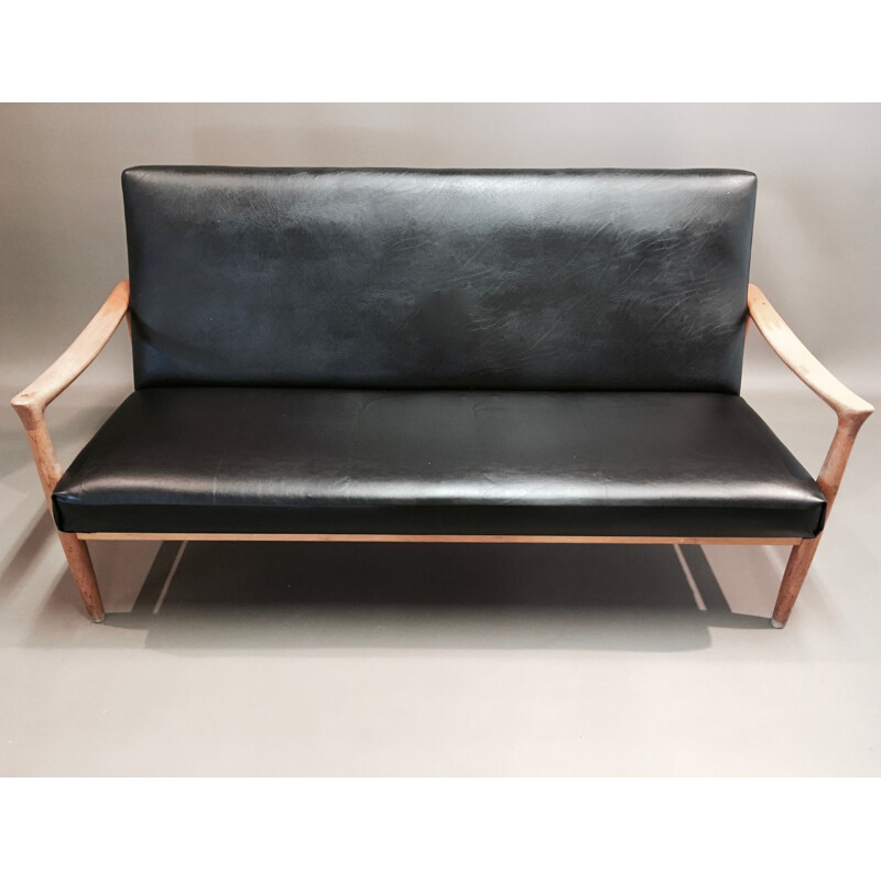 Vintage set sofa and armchairs Fritz Hansen in Scandinavian design 1950.