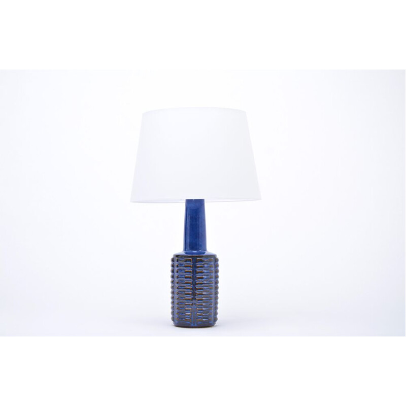 Vintage pair of tall blue stoneware table lamps by Einar Johansen 1960