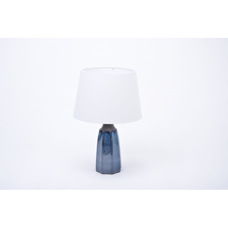 Tall blue stoneware table lamp model 1042 by Einar Johansen for Søholm