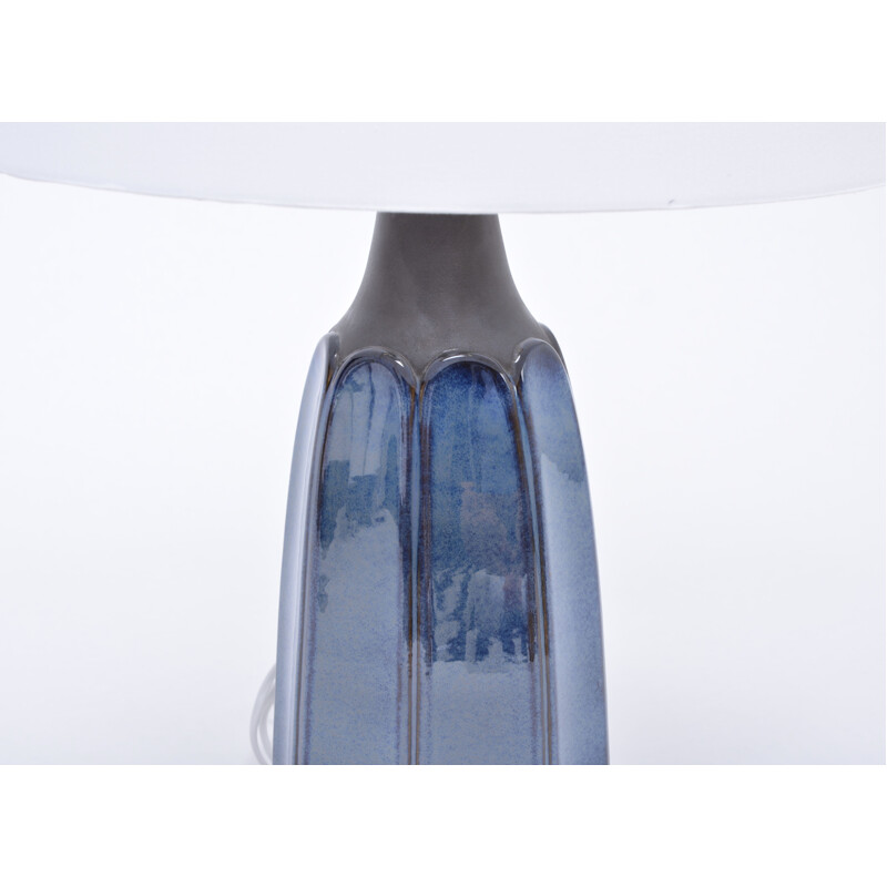 Tall blue stoneware table lamp model 1042 by Einar Johansen for Søholm
