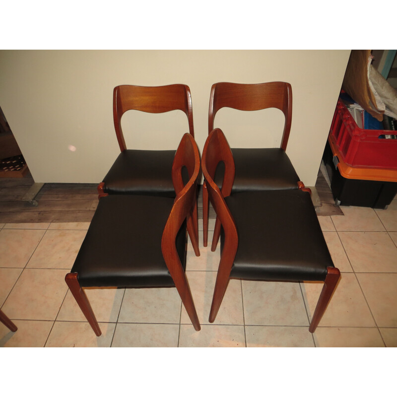 Set of 4 vintage danish black chairs 1960s