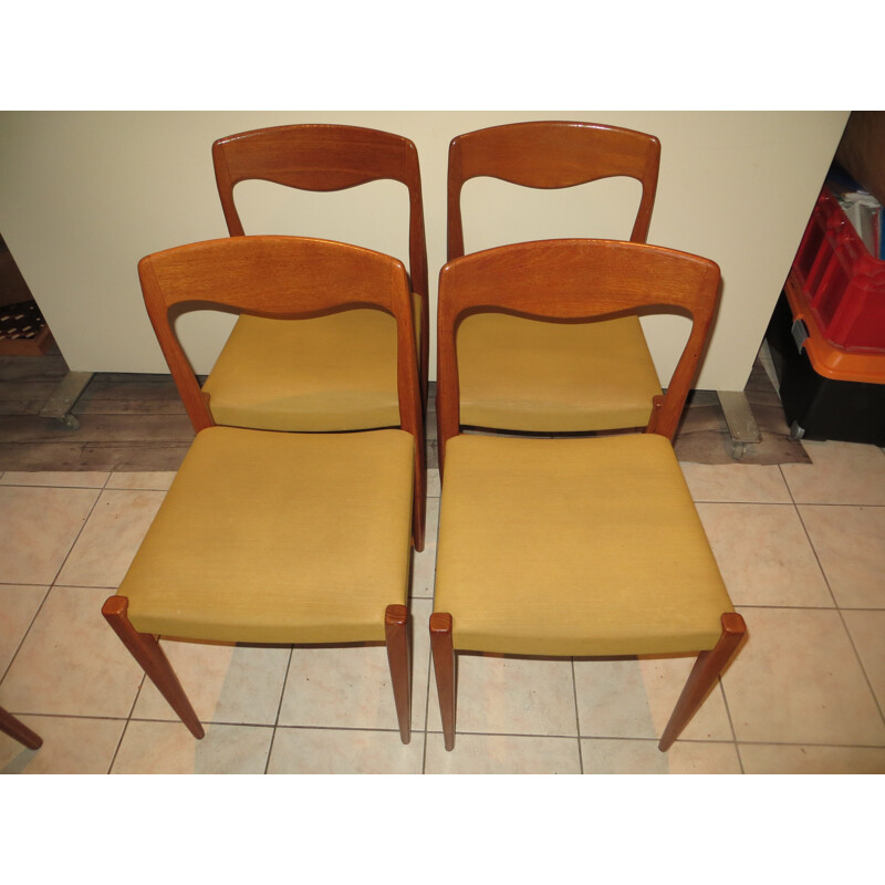 Set of 4 vintage danish teak chairs, 1960s