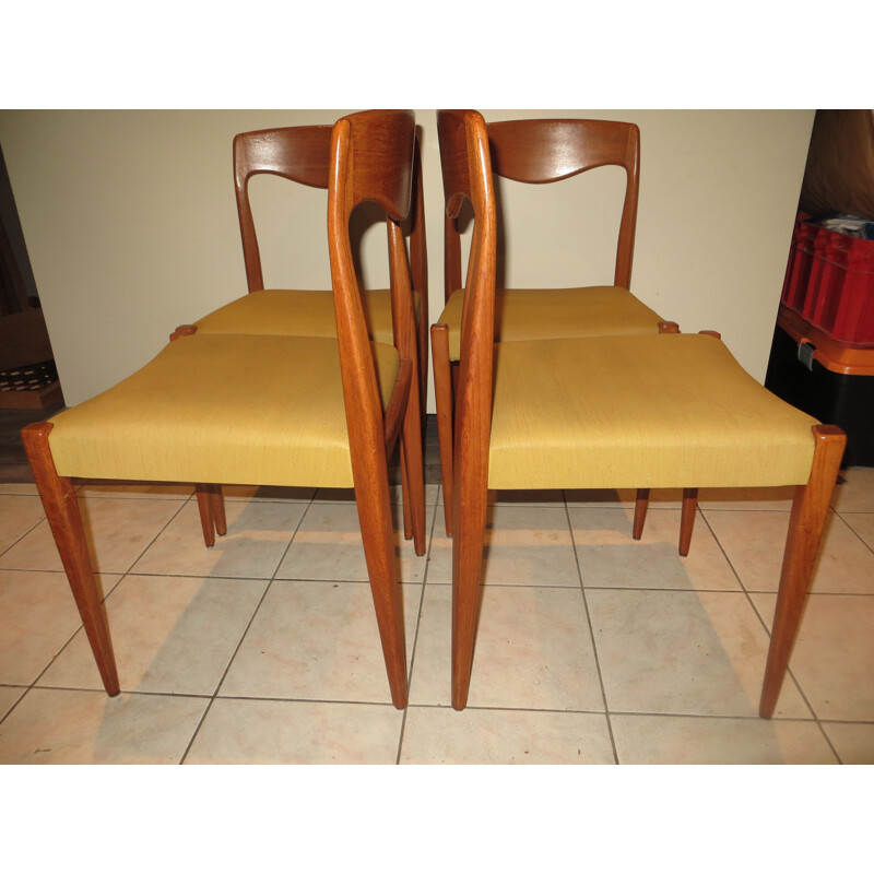 Set of 4 vintage danish teak chairs, 1960s