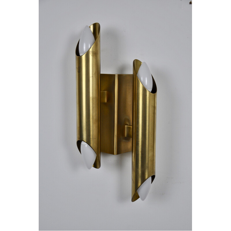 Brass gilded vintage wall lamps, 1960s