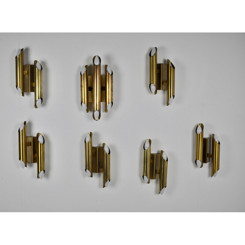 Brass gilded vintage wall lamps, 1960s