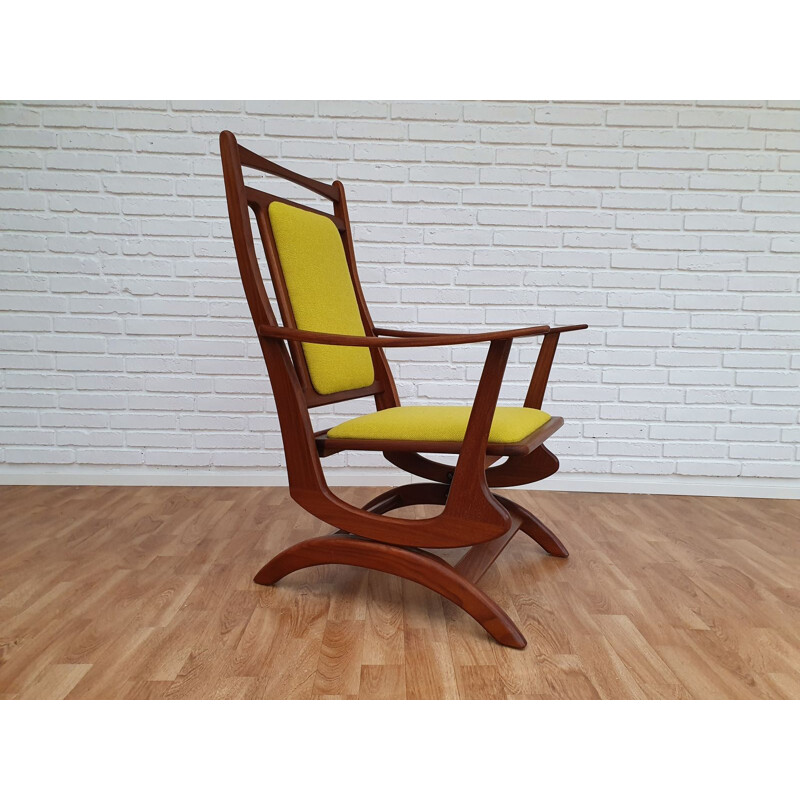 Vintage rocking-chair in solid teak wood, KVADRATl, 1960s