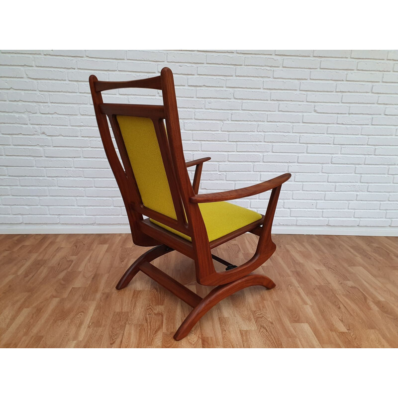 Chaise à bascule vintage en bois de teck massif, KVADRATl, 1960