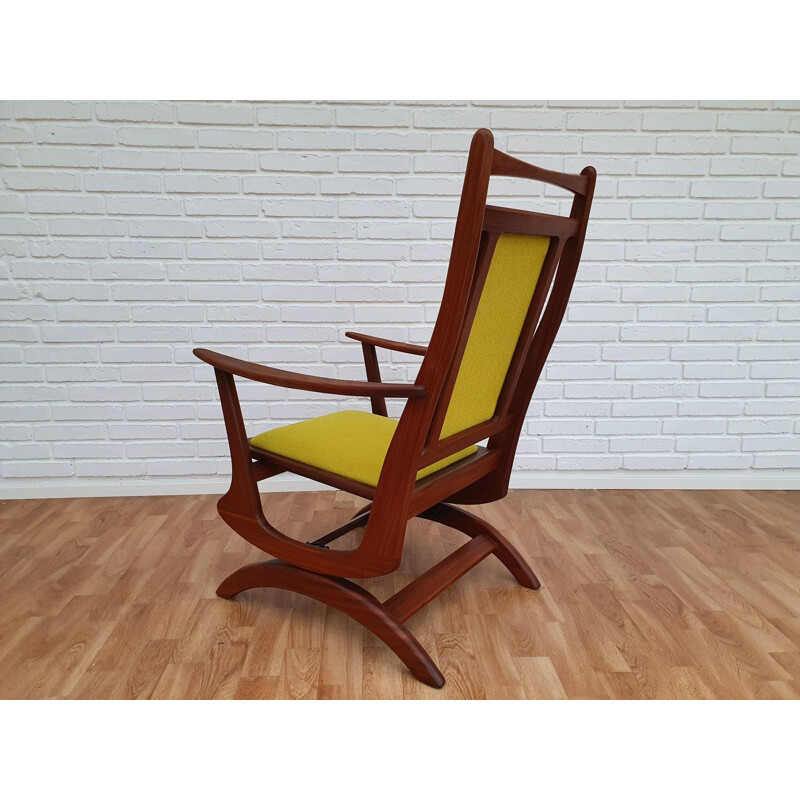 Chaise à bascule vintage en bois de teck massif, KVADRATl, 1960