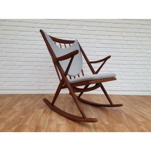 Vintage rocking-chair by Frank Reenskaug, teak wood, 1950s