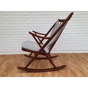Vintage rocking-chair by Frank Reenskaug, teak wood, 1950s